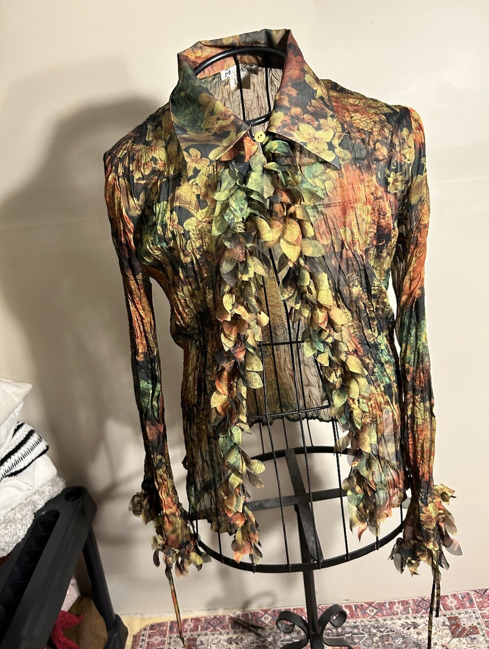 size small womens coat jacket leaf fall floral casual dress coverup cover up